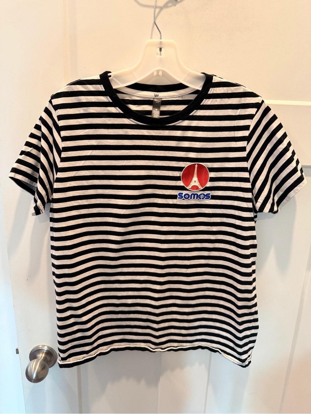 AS Colour Maple Medium Paris Eiffel Tower Striped Graphic Tee Black White M